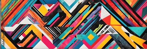 Wallpaper Mural pop art styled music album illustration featuring abstract crayon patterns and erratic lines in random shapes Torontodigital.ca