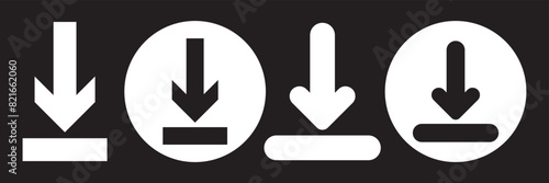 Download and upload icon buttons set. White download or upload icon. Files download and upload icons symbol in line and flat style on white background. Download icon files, vector set. 11:11