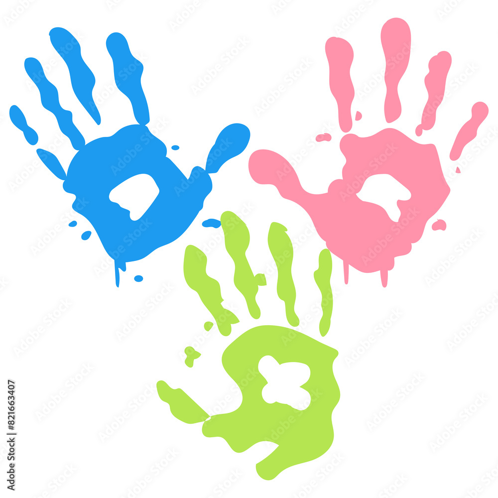 Colorful Hand Prints Autism Kids Children Illustration Art Colorful Hand Prints Autism Kids Children Illustration Art