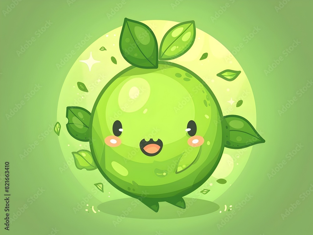 Cheerful Green Energy Symbol in Cute Circle Cheerful Green Energy Symbol in Cute Circle