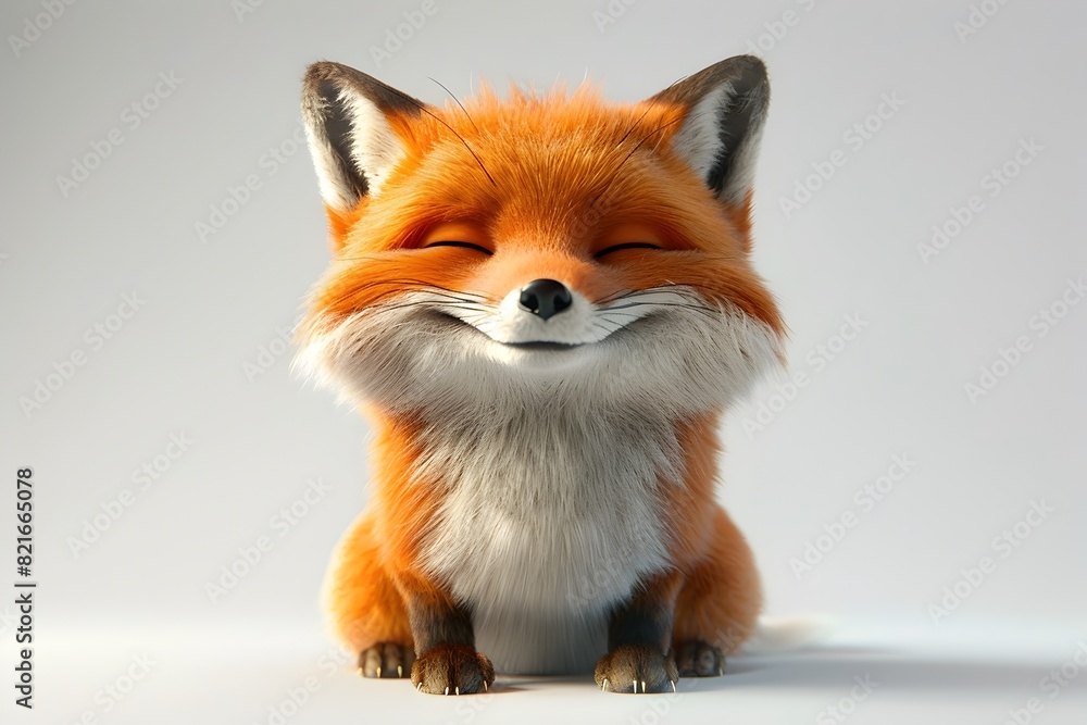 Obraz premium Captivating 3D of a Mischievous Fox in a Minimalist Environment