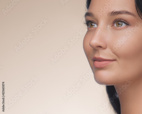 Crop Promo Photo for Cosmetics Skin Care of Closeup Woman Perfect Face