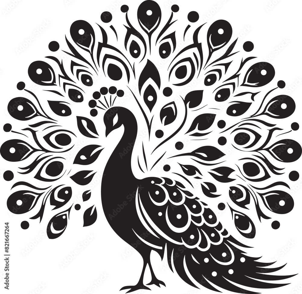 Peacock with beautiful feather silhouette vector art illustration peacock clipart logo icon, isolated on white Peacock with beautiful feather silhouette vector art illustration peacock clipart logo icon, isolated on white