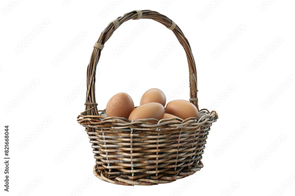 Egg in basket isolated on transparent background Egg in basket isolated on transparent background