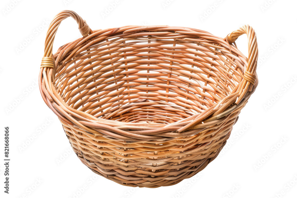 Empty wicket basket isolated on transparent background Empty wicket basket isolated on transparent background