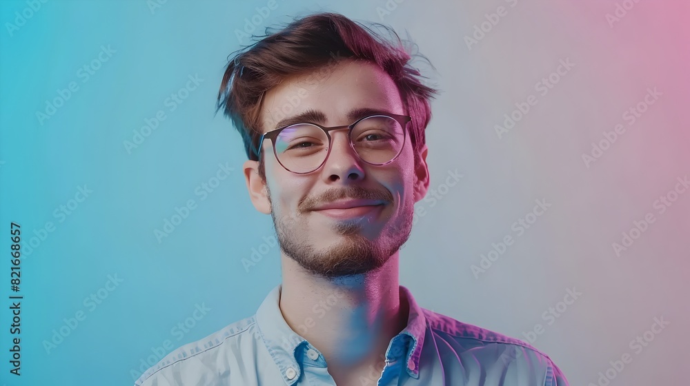 Obraz premium Confident Young Technical Specialist Smiling in Professional Studio Setting
