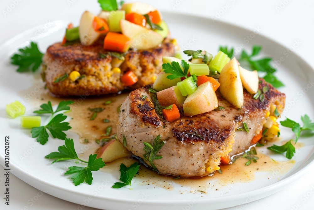 Delicious Apple Sage Pork Chops with Cornbread Stuffing Delicious Apple Sage Pork Chops with Cornbread Stuffing