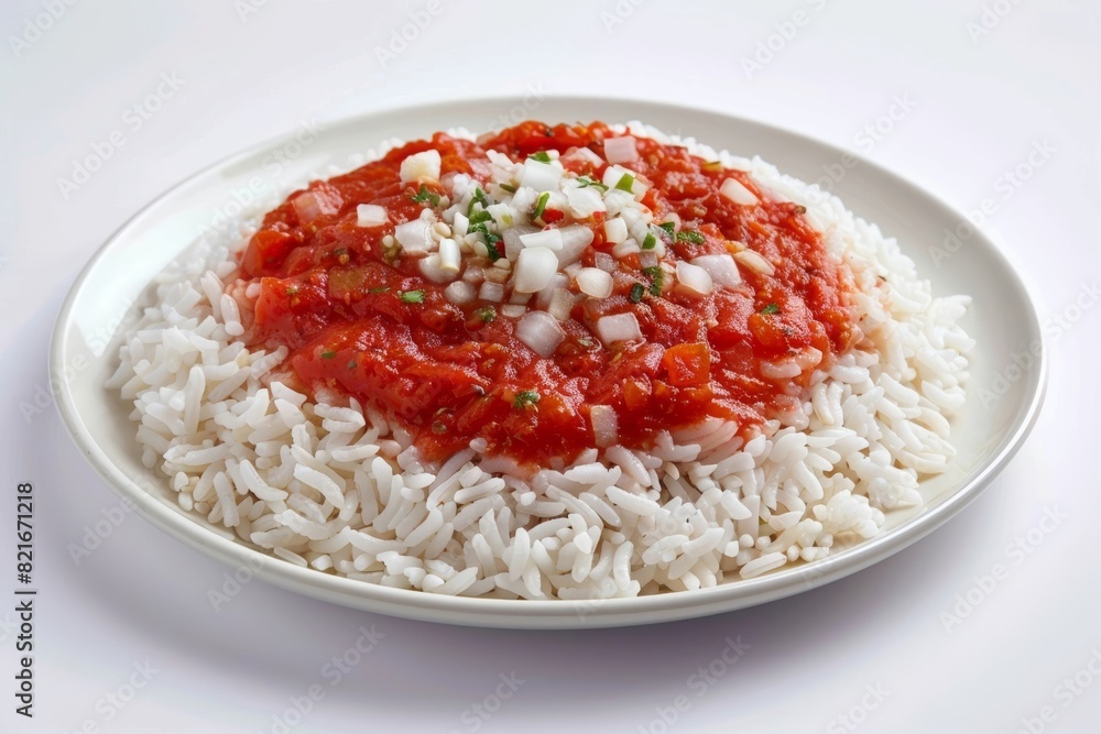 Colorful Arroz Rojo with Tangy Tomato and Spicy Pepper Sauce Colorful Arroz Rojo with Tangy Tomato and Spicy Pepper Sauce