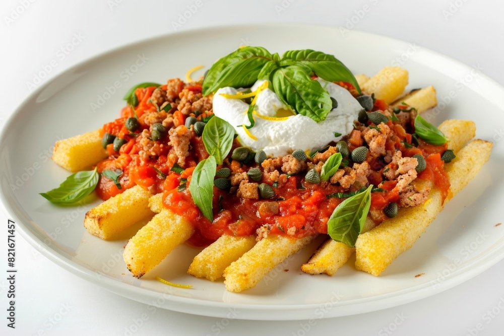 Polenta Poutine: A Culinary Masterpiece with Savory Ground Turkey and Capers Polenta Poutine: A Culinary Masterpiece with Savory Ground Turkey and Capers