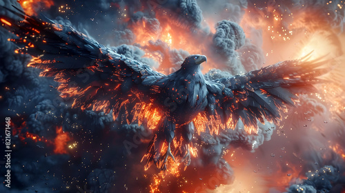Majestic Cyborg Eagle Warrior - Blending Avian Grace and Cutting-Edge Technology in a Breathtaking,Hyper-Detailed 3D