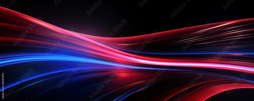Abstract glowing red and blue lines on black background. Abstract glowing red and blue lines on black background.