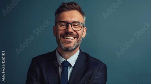 *Confident Businessman in Suit and Glasses Smiling  © Катерина Спіжевска