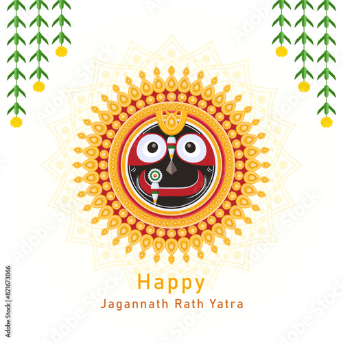 Simple Jagannath Rath Yatra festival greeting card template