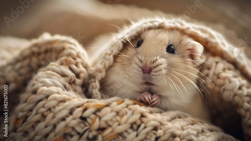 Adorable hamster tenderly