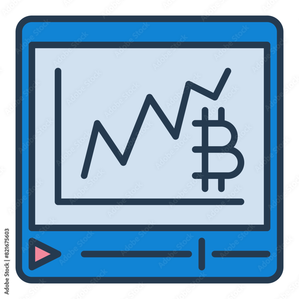 Bitcoin Education Video vector Crypto Currency Learning round colored icon or symbol
