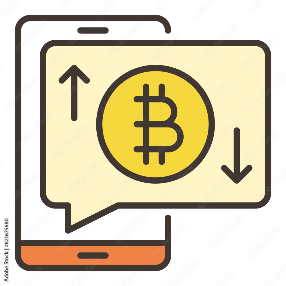 Bitcoin sign on phone screen vector Crypto Smartphone colored icon or design element Bitcoin sign on phone screen vector Crypto Smartphone colored icon or design element