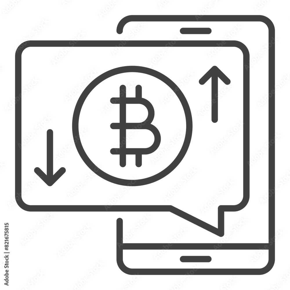 Smartphone with Bitcoin sign vector Crypto Phone outline icon or symbol Smartphone with Bitcoin sign vector Crypto Phone outline icon or symbol