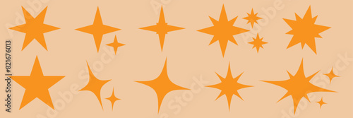 Sparkling stars composition. Glowing black star stencil, isolating various sparkling elements. Twinkle star, Minimalist silhouette stars icon, twinkle star shape symbols. 11:11