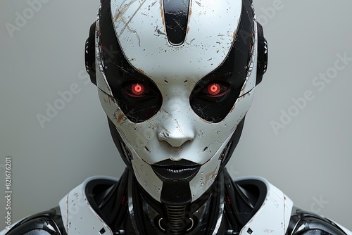 Vivid Symmetrical Cyberpunk Face: Hyper-Detailed Vray and Octane Fusion photo