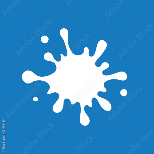 White milk splash on blue background. Vector illustration
