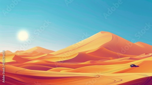 Car Driving Through Desert