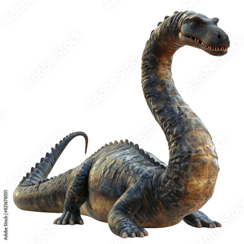 A realistic rendering of a sauropod dinosaur transparent background, PNG photo
