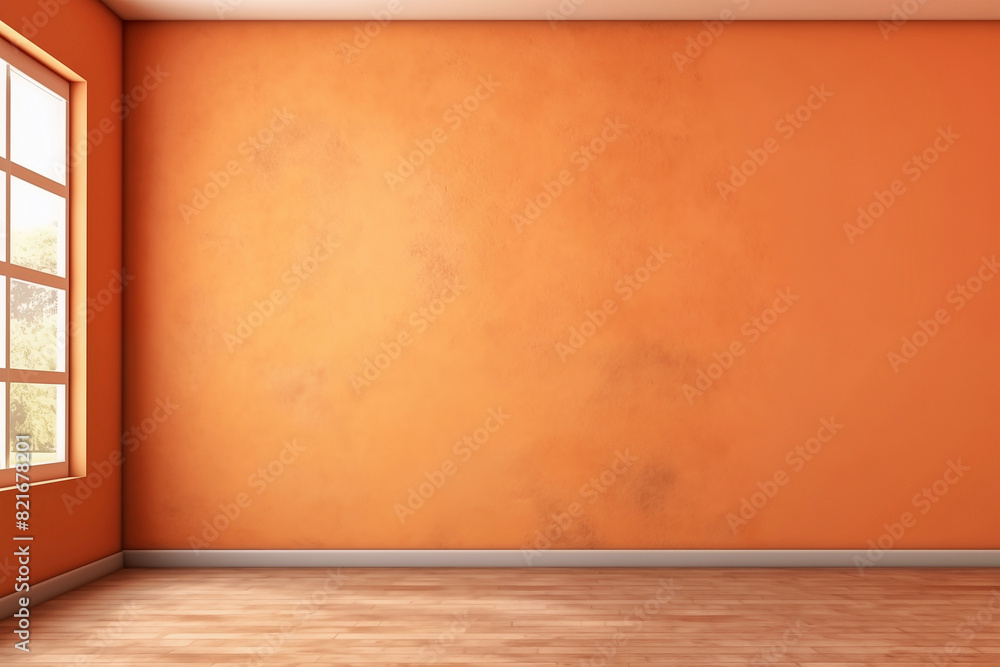 Empty orange plaster wall in apartment, modern interior. Empty orange plaster wall in apartment, modern interior.