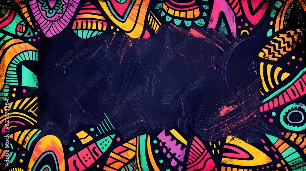 Obraz premium Vibrant Abstract Doodle Border for Black History Month Background