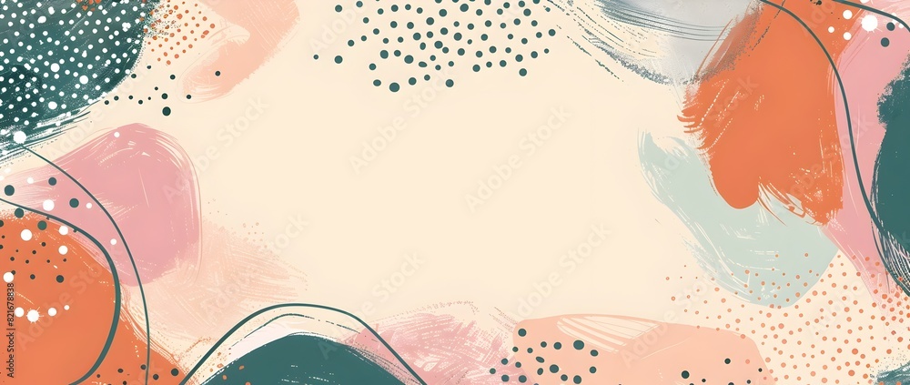 Vibrant Abstract Digital Art with Flowing Curves and Floating Dots in a Harmonious Color Palette Vibrant Abstract Digital Art with Flowing Curves and Floating Dots in a Harmonious Color Palette