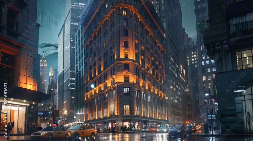 Fototapeta premium Building, night,realistic