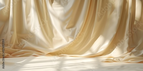 Warm Beige Elegant Fabric Backdrop for Versatile Product Presentations with Soft Shadows and Copy Space © Thares2020