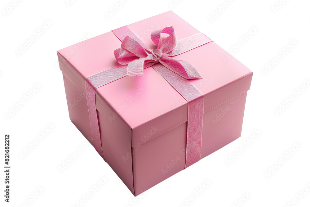 Obraz premium Pink gift box isolated on transparent background