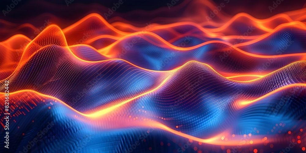 Fototapeta premium Vibrant Neon Wave Patterns for Dynamic Product Displays and Fitness Gear Concepts