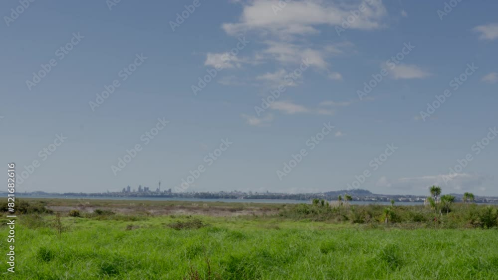 Auckland city skyline on a sunny winters day, New Zealand. Wide shot Auckland city skyline on a sunny winters day, New Zealand. Wide shot