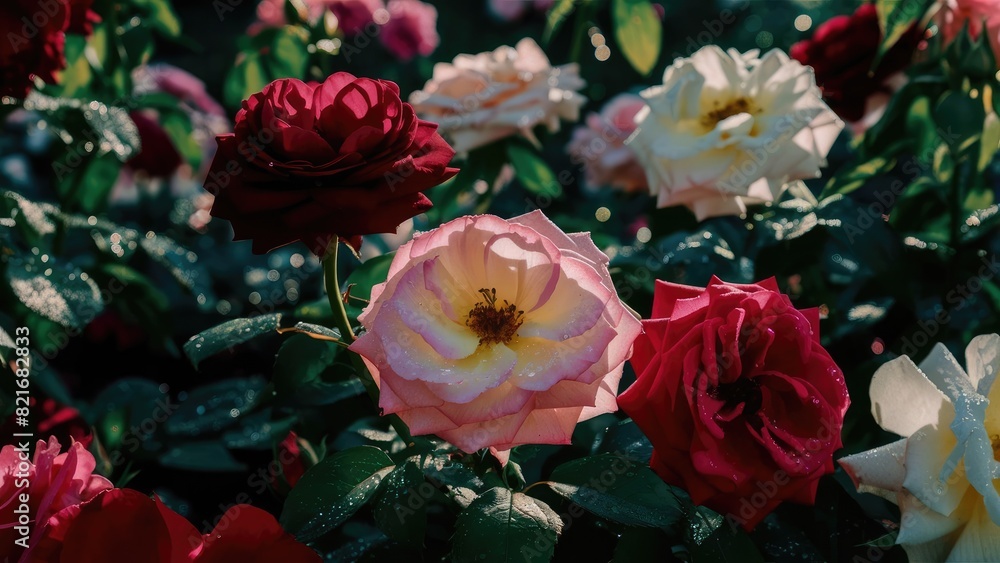 Red, Pink, and White Roses. Red, Pink, and White Roses.