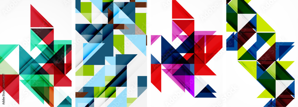 Triangle poster geometric background set Triangle poster geometric background set