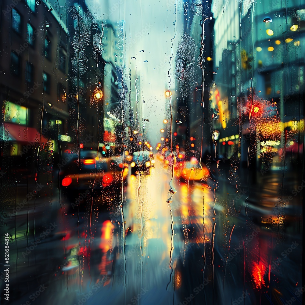 Fototapeta premium Rainy day in the city.