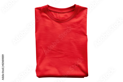 Red folded T shirt Isolated on transparent background