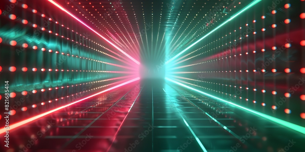 Obraz premium Neon Red and Green Electric Grid for Dynamic High Tech Product Display and Concept Visualization