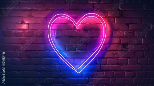 Neon light heart shape background abstract