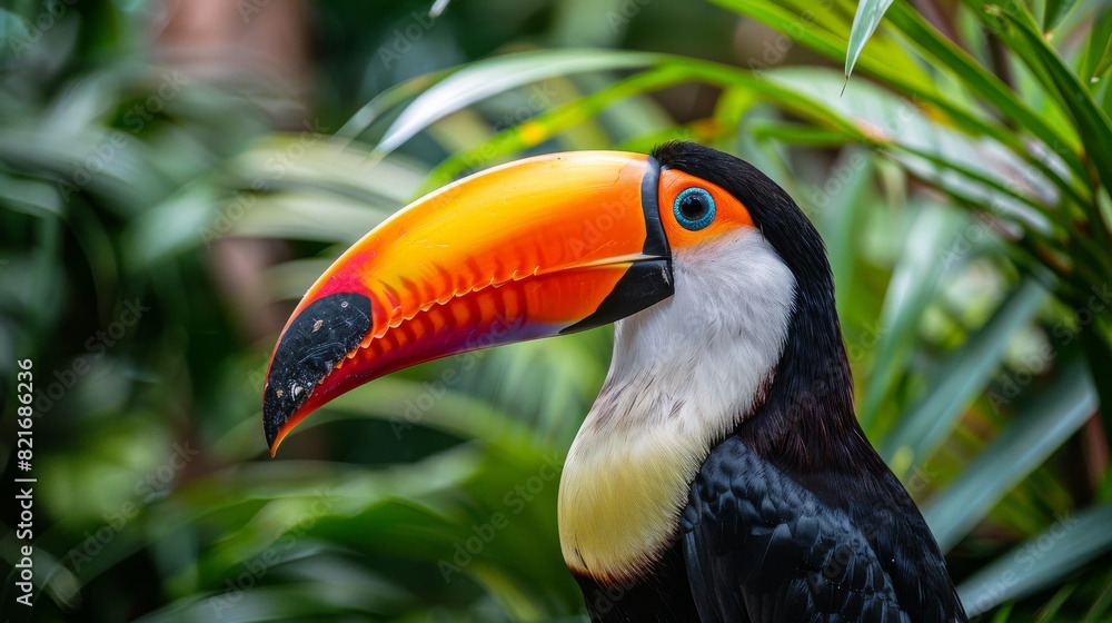 Colorful Toucan Perched on Tree Branch Colorful Toucan Perched on Tree Branch