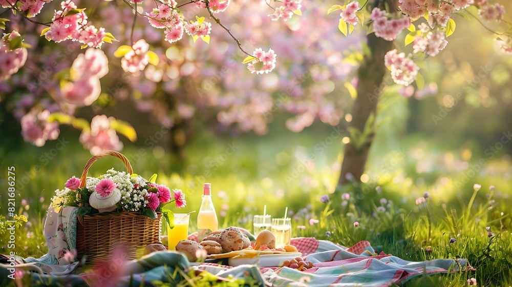 Elegant spring time picnic in a beautiful garden Elegant spring time picnic in a beautiful garden