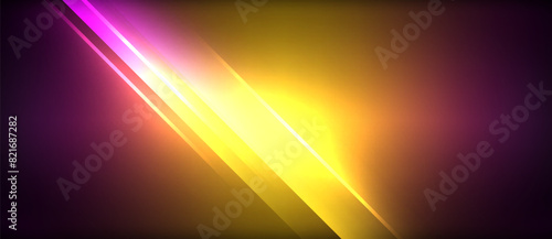 Neon glowing circle rays, light round lines in the dark, planet style neon wave lines. Energetic electric concept design for wallpaper, banner, background