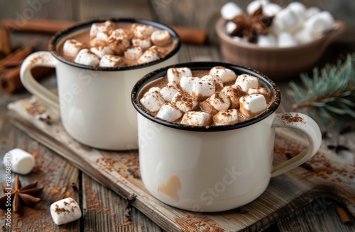 Two Mugs Filled With Hot Chocolate and Marshmallows