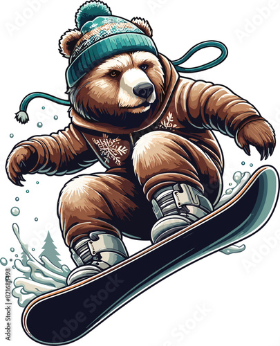 snowboarder a set of white polar bears who are engaged in vector design