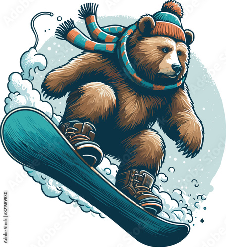 snowboarder a set of white polar bears who are engaged in vector design