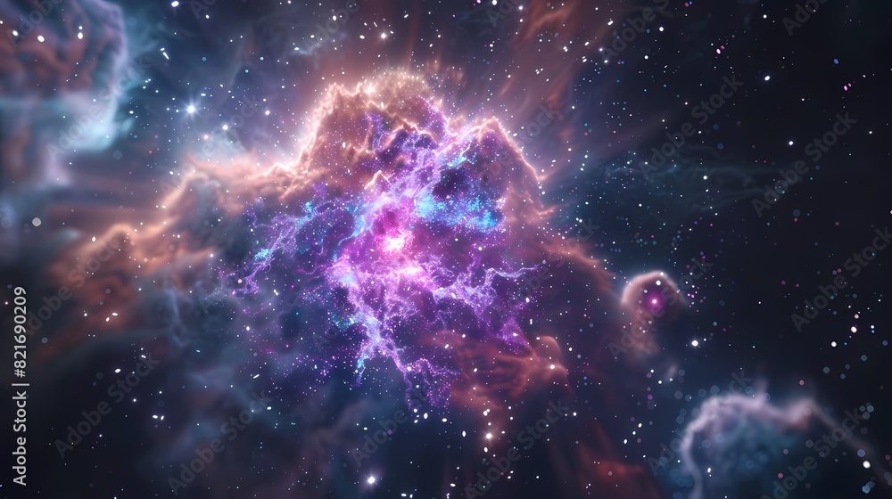 A breathtaking scene of a supernova in deep space, with a defocused background of shimmering particles A breathtaking scene of a supernova in deep space, with a defocused background of shimmering particles