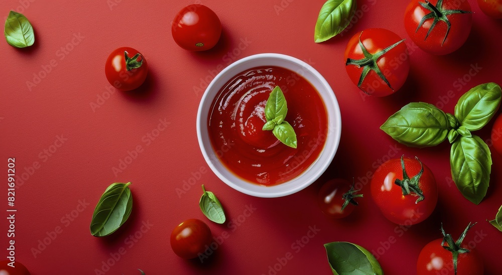 Bowl of Tomato Sauce With Tomatoes and Basil Bowl of Tomato Sauce With Tomatoes and Basil