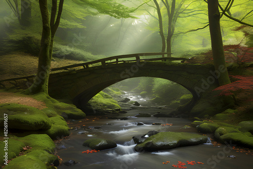 The winding path through the forest. photo