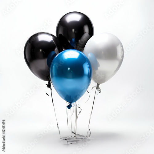 blue, black and white balloons isolated on white